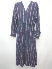 ◇ Simplicite シンプリシテェ ストライプ 長袖 ロング丈 ワンピース 表記なし ネイビー マルチ レディース P  【1406240026784】