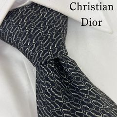 クリスチャンディオール ネクタイ シルク100% トロッター柄 黒