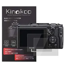 【新着商品】III専用 硬度9H GR 高透過率 Ricoh 耐指紋 Ricoh 気泡無し デジタルカメラ 強化ガラス リコー 厚さ0.3mm 液晶保護フィルム 2枚セット kinokoo 標識クロス付き(GR3、GR3X専用)