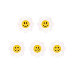 【新着商品】セット) 5点 スマイル (花 おしゃれ アップリケ アイロン ワッペン ベルクロ 動物 アイロンワッペン 刺繍
