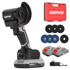NANWEI ミニディスクグラインダー充電式 ブラシレスモーター 砥石外径76mm 内径10mm マキタ18Vバッテリー対応 小型ディスクグラインダー 無負荷回転数15000rpm グラインダー小型 軽量 研磨 研削 金属切断 【電池セット】