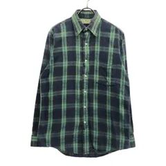 L.L.Bean エルエルビーン 80s USA製 ヴィンテージ チェック柄 長袖 コットンシャツ S グリーン系×ネイビー系 アウトドア メンズ 古着