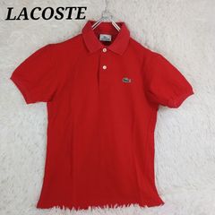 美品　ラコステ　LACOSTE　コットン　ポロシャツ　日本製　サイズ2　スリム　レッド　赤　ユニセックス