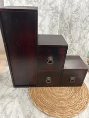 購入前コメント宜しく・昭和レトロ木製製小箪笥・小物入2点セット 昭和レトロ 木製 2段 小物入れ 小物収納 小箪笥 ミニタンス 収納