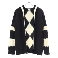 SAINT LAURENT PARIS サンローラン パリ 19SS ボタンレスフーデッドケーブルニットカーディガン 587043 ブラック アイボリー Mのサムネイル
