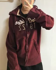 必須アイテム ヴィンテージ Hollister(ホリスター) バーガンディー ガタリング ジップアップパーカー フード付き