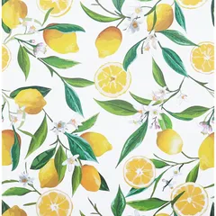 VEELIKE 壁紙シール 花柄 リメイクシート レモン柄 インテリアシール 45cmx300cm はがせる 補修 リフォームシート カッティングシート ウォールステッカー 模様換え ふすま クロス 防水 防汚 防カビ おしゃれ エレガント 北欧風 diy 1