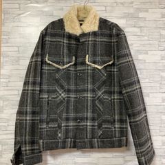 メンズビギ　ウールアウター　チェック柄　ムートン