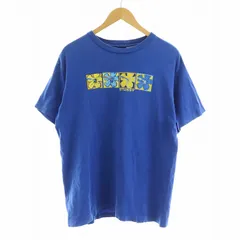 ステューシー STUSSY 90s ヴィンテージ USA製 紺タグ Tシャツ 半袖 ロゴ 花 ハイビスカス L 青 ブルー ■GY12 /MWのサムネイル