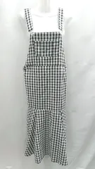 ◇ ⊂ ELENCARE DUE ギンガムチェック柄 サロペット風 ロング丈 ワンピース サイズF ブラック ホワイト系 レディース E  【1502180049811】