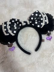 ディズニー　イヤリングカチューシャ　黒　レース