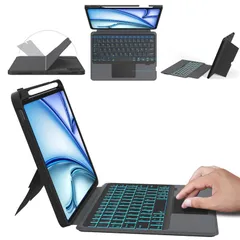 【人気商品】キーボード付きケース 第6/5/4/3世代 軽量 12.9 12.9 薄型 pro ipad 分離式 横/縦置き バックライト付き 多角度調整 3台デバイス切替 高精度トラックパッド付き キーボード pencil収納 キーボード Pro Type-