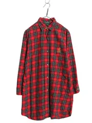 【お得なクーポン配布中!】 00s ローレン ラルフローレン チェック フランネル シャツ ワンピース レディース M / オールド 長袖シャツ ネルシャツ チュニック ひざ丈