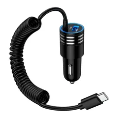 max/17 17pro pro/iPhone air/Andriod/iPad対応 17 iPhone iPhone 充電器 USB車用 シガー カールUSB-C充電ケーブル usbソケット 車 17向けの車載充電器 急速充電/2ポート/12V・24V車対応