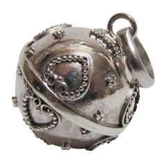 ガムランボール 1.5cm ハート模様 シルバーアクセサリー アジアン雑貨 バリ雑貨 ネックレストップ ドリームボール 15mm【メール便】230131