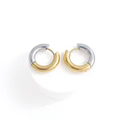つけっぱなしOK！バイカラー 太さ約4mm / 外径約18mm フープピアス サージカルステンレス 金属アレルギー対応【ste114-1】