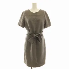 ヒューゴボス HUGO BOSS ワンピース  半袖 カシミヤ混 千鳥柄 リボンベルト 38 グレー 10182982 /EEのサムネイル