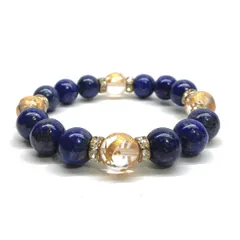 12mm 四神獣金彫水晶×ラピスラズリ パワーストーン ブレスレット天然石 開運 厄払い お守り 青龍 白虎 玄武 朱雀 9月・12月誕生石 （ゴールド）メンズ・レディース 男性・女性 数珠ブレス 開運 ■