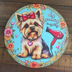 犬 ヨークシャーテリア ブリキ看板 d25