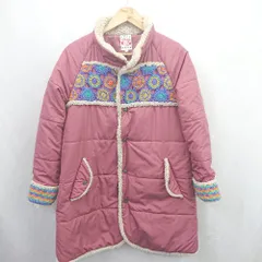 ◇ ⊇ TITICACA チチカカ ニット モチーフ ボア 長袖 中綿コート サイズM レッド系 レディース E  【1506300024382】