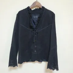 #wnc インゲボルグ INGEBORG ジャケット 11 黒 スエード調 カットワーク フリル リボン レディース [857356]のサムネイル