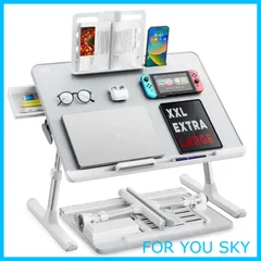 【特価商品】SAIJI ラップデスク 折りたたみテーブル ノートパソコンスタンド ミニテーブル「安定性強化版」机 ローテーブル ベッドテーブル ノートPCパソコンテーブル ちゃぶ台 大容量天板 角度 高さ調整 引き出し ブックスタンド付き 表面PVC加工 40