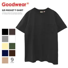 グッドウェア Tシャツ ポケT コットン 半袖 無地 ポケット付きTシャツ Goodwear ブランド 胸ポケット メンズ レディース 大きいサイズ インナーシャツ 重ね着 白 運動会