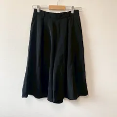 GU ジーユー　レディース　パンツ　ガウチョパンツ　ワイドパンツ　フレアパンツ　ウエストゴム　無地　単色　ブラック　黒　Lサイズ　ゆったり　オーバーサイズ　ベーシック　着回し　シンプル　カジュアル　SU91h521