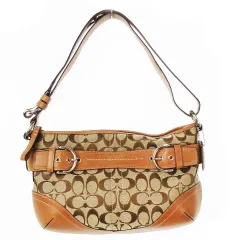 コーチ COACH ハンドバッグ ワンハンドル マルチway ショルダーバッグ キャンバス 切替 レザー チャーム付き シグネチャー 茶 ブラウン 07077 /CK7 ■GY18