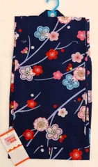 浴衣　子供　120サイズ　子供ゆかた　女の子　紺地　花柄　梅