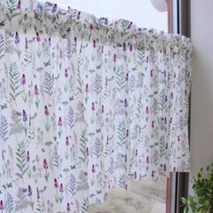 【綿生地カフェカーテン】花柄　巾145cm×丈70cm　1枚入り