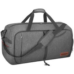 Size:85L._Color:グレー 85L. [CANWAY] ボストンバッグ 折りたたみスポーツバッグ スーツケース固定 大容量 靴収納旅行バッグ 軽量 (85L., グレー 85L.)