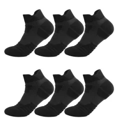 スポーツソックス ソックス 靴下メンズ レディース 通気性 抗菌防臭 黒色 6足
