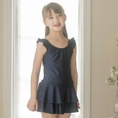 【肩フリル・紺】スクールワンピース水着 キャサリンコテージ TAK キッズ