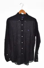 ラルフローレン RalphLauren CUSTM FIT カスタムフィット BDシャツ ボタンダウンシャツ リネン 長袖シャツ ブラック Lサイズ 103MT-2655