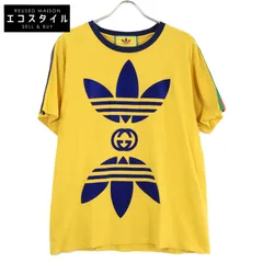 GUCCI グッチ ｘadidas アディダス【国内正規】691636 トレフォイル ロゴプリント アームライン 半袖Tシャツ/ XS