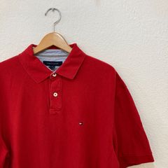 トミーヒルフィガー TOMMY HILFIGER XL レッド 赤 コットン100% ポロシャツ メンズ 半袖