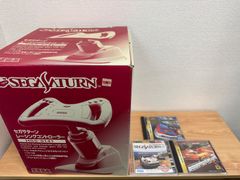 セガサターン レーシングコントローラー HSS-0141 ホワイト+レース系ソフト3枚セット