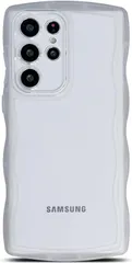 新品 QLTYPRI Galaxy S23 Ultra ケース クリア TPU カバー ウェーブ おしゃれ 韓国 可愛い 透明 薄型 軽量 耐衝撃 滑り止め (SC-52D / SCG20) スマホケース ワイヤレス充電対応 ストラップホール付き ギャラクシー