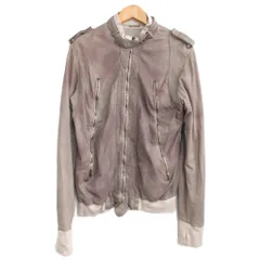 ジョルジオブラット GIORGIO BRATO ラムレザー ガーメントダイ レザージャケット ライダース 羊革 ブルゾン 裏地メッシュ グレー系 44 約Sサイズ IBO78