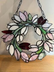 ☆ハンドメイド☆ステンドグラス☆リース壁掛け☆