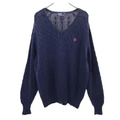 ポロバイラルフローレン 長袖 Vネック ニット ブルー Polo by Ralph Lauren セーター メンズ 古着 【231116】