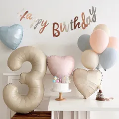 人気♡くすみカラー お誕生日飾り風船セット　１歳　２歳　３歳　4歳　女の子　ピンク