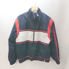 ◇ PUMA プーマ スタンドカラ－ ウエストゴム 長袖 中綿ジャケット サイズM ネイビー系 レッド系 メンズ E  【1402200024654】