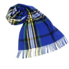 【中古】ジョシュアエリス Joshua Ellis カシミヤ チェック マフラー ブルーxイエロー【メンズ】