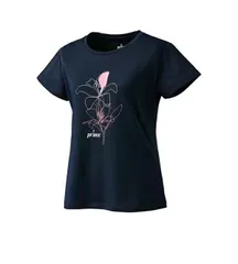 【Sサイズのみ】prince(プリンス) 吸汗 速乾 半袖 テニス レディース・ウィメンズ Tシャツ テニス バドミントン ティーシャツ ネイビー  WS3064-127-S