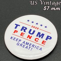 缶バッジ　ヴィンテージ　アメリカ　輸入 雑貨 『 2020 トランプ ペンス アメリカを再び偉大に 』 当時物　ビテージ　バッチ　ピンバッチ　※ メッセージ　ノベルティー　広告　レトロ　( BAT2688 )