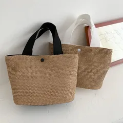 カゴバッグ ミニ トートバッグ ストローバッグ 黒 夏 ランチバック 小さめ 小ぶり ミニバッグ ランチバッグ