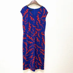 #snc エスカーダ ESCADA ワンピース 40 青 赤 ノースリーブ 花柄 Vネック ロング バックジップ レディース [926568]のサムネイル