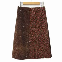 スピック&スパン Spick&Span スカート ロング 花柄 ベロア 36 茶 ブラウン 日本製